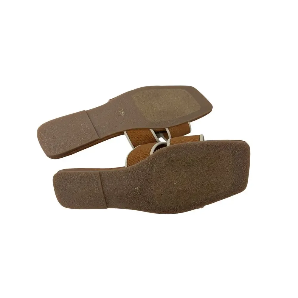 Matisse Biscayne Slide Sandals Woven Square Toe Brown Ivory Women's 7